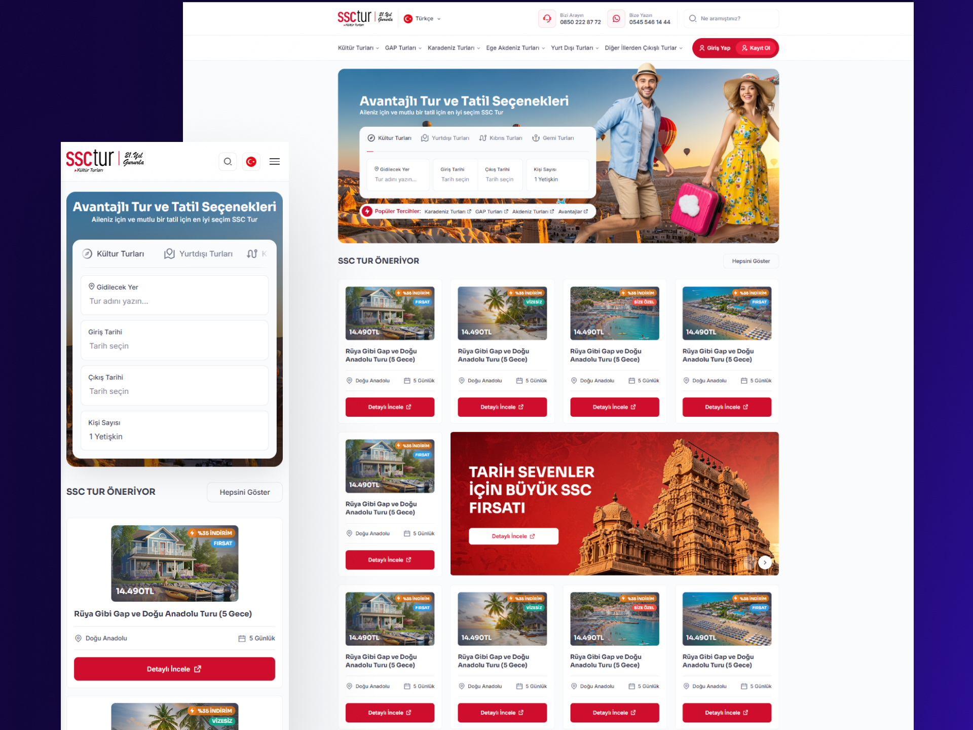 SSC Tur – Travel & Tour Booking Platform Interface