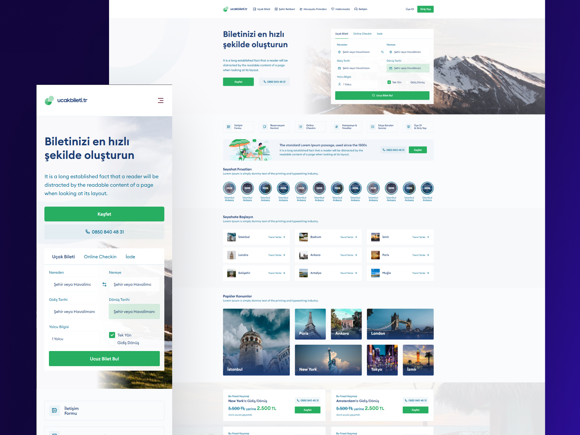 UcakBilet – Flight Ticket Booking Platform Interface